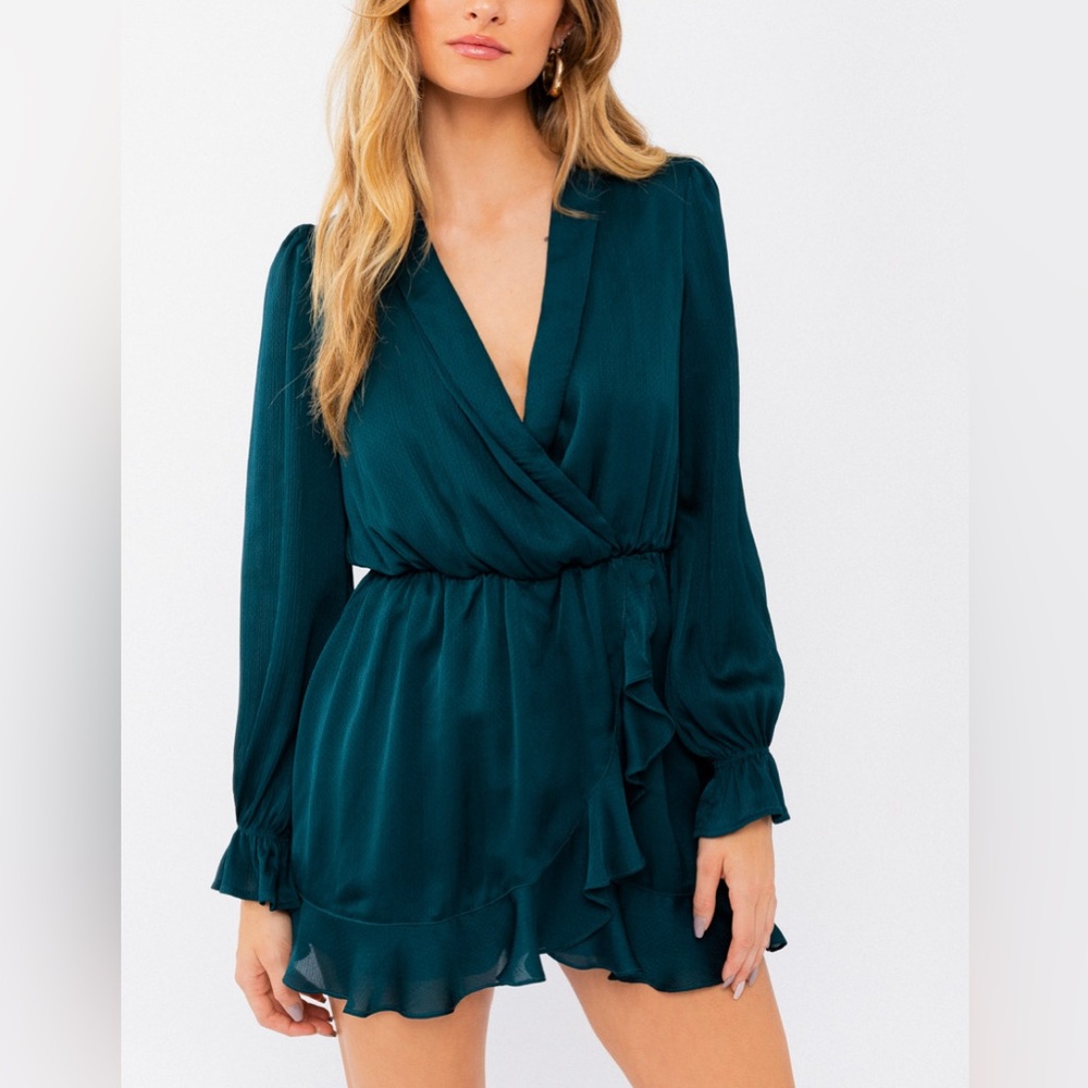 NWT Le Lis Teal dark green romper